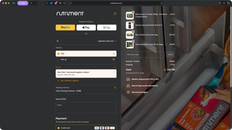 Crypto checkout example nutriment